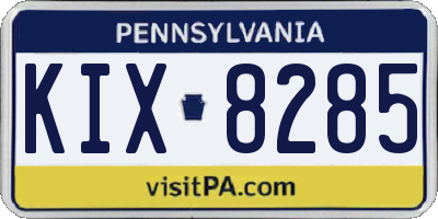 PA license plate KIX8285