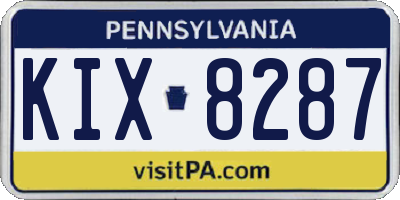 PA license plate KIX8287