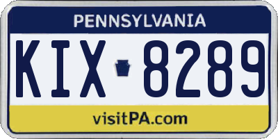 PA license plate KIX8289
