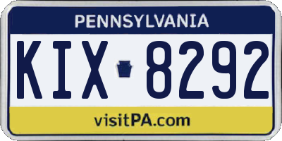 PA license plate KIX8292