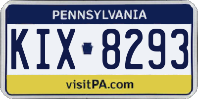 PA license plate KIX8293
