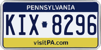 PA license plate KIX8296