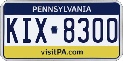 PA license plate KIX8300