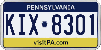 PA license plate KIX8301