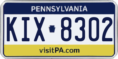 PA license plate KIX8302