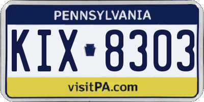 PA license plate KIX8303