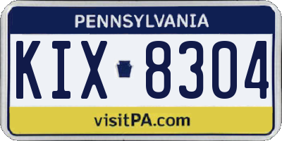 PA license plate KIX8304