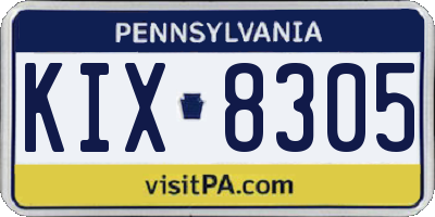 PA license plate KIX8305