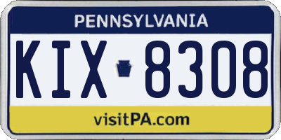 PA license plate KIX8308