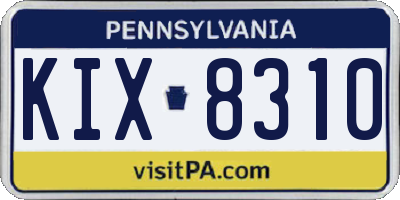 PA license plate KIX8310