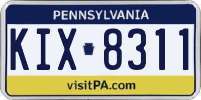 PA license plate KIX8311