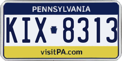 PA license plate KIX8313