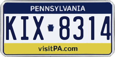 PA license plate KIX8314