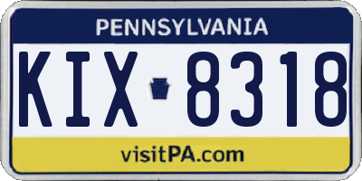 PA license plate KIX8318