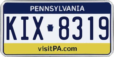 PA license plate KIX8319