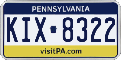 PA license plate KIX8322