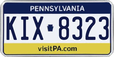 PA license plate KIX8323