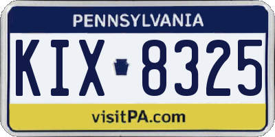 PA license plate KIX8325