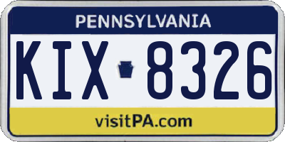 PA license plate KIX8326