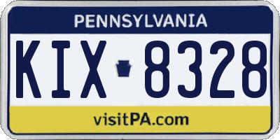 PA license plate KIX8328