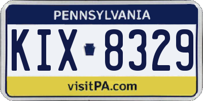 PA license plate KIX8329