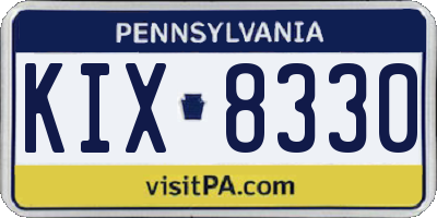 PA license plate KIX8330