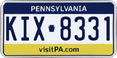 PA license plate KIX8331