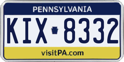 PA license plate KIX8332