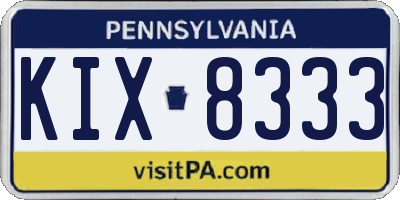 PA license plate KIX8333