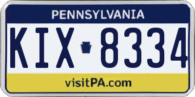 PA license plate KIX8334
