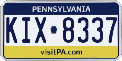 PA license plate KIX8337