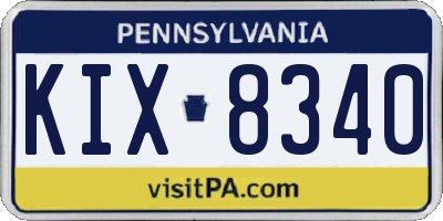 PA license plate KIX8340