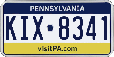 PA license plate KIX8341