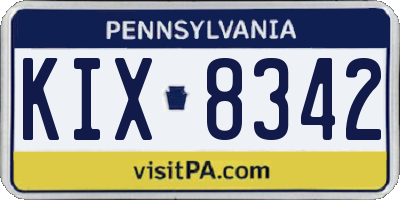 PA license plate KIX8342