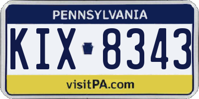 PA license plate KIX8343