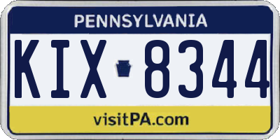 PA license plate KIX8344