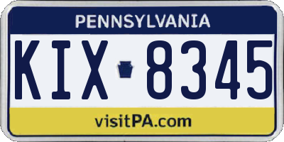 PA license plate KIX8345