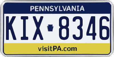PA license plate KIX8346