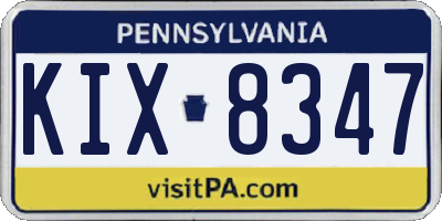 PA license plate KIX8347