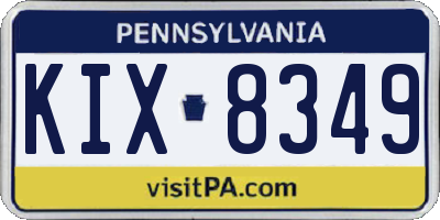 PA license plate KIX8349