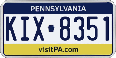 PA license plate KIX8351