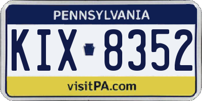 PA license plate KIX8352