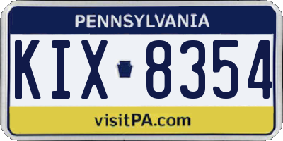 PA license plate KIX8354