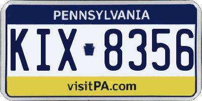 PA license plate KIX8356