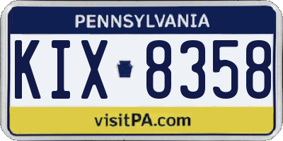 PA license plate KIX8358