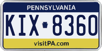 PA license plate KIX8360