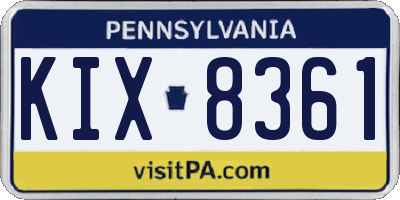 PA license plate KIX8361