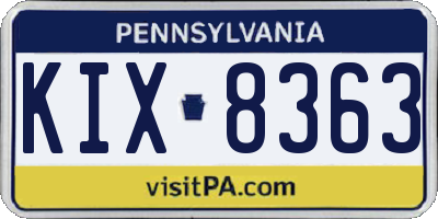 PA license plate KIX8363
