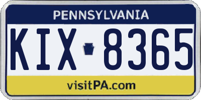 PA license plate KIX8365