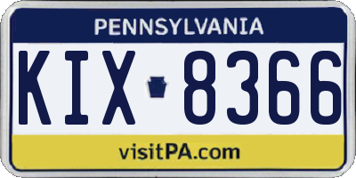 PA license plate KIX8366